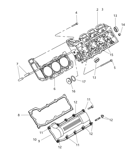 2005 Jeep Grand Cherokee Head Cylinder Left See Note, Driver Side Diagram for 53020987AC