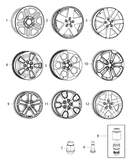 2018 Jeep Wrangler Wheel Nut Diagram for 6036747AA