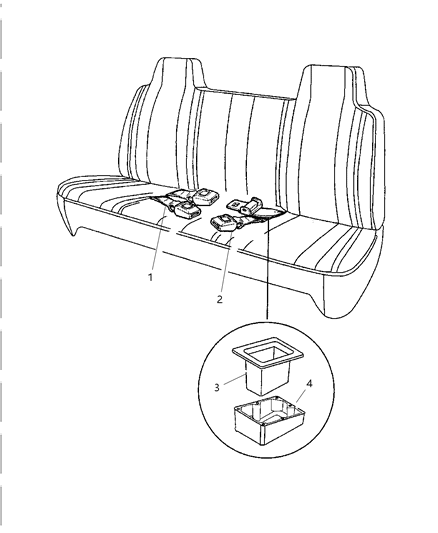 1999 Dodge Ram 3500 Regular Cab Belts - Lap Bench Seat Diagram