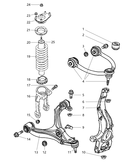 2010 Jeep Commander Lower Control Arm, Front Driver Side Diagram for 52089981AI
