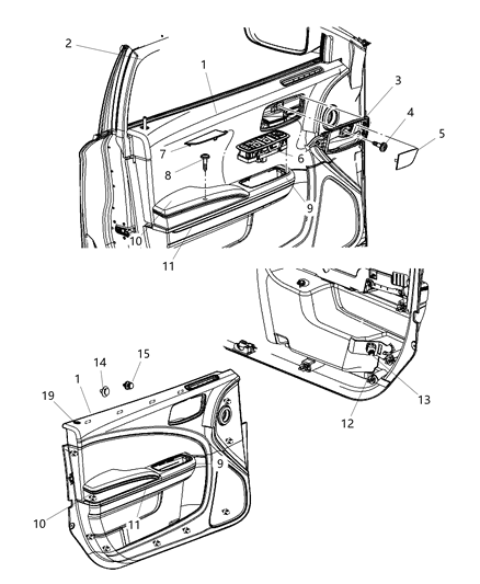 2011 Dodge Charger Handle Inside Release Diagram for 1RE71DX9AD
