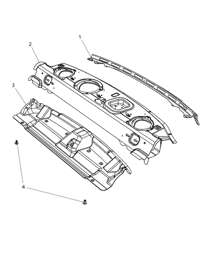 2017 Dodge Challenger Rear Shelf Panel of Body - Sheet Metal Except Doors Diagram