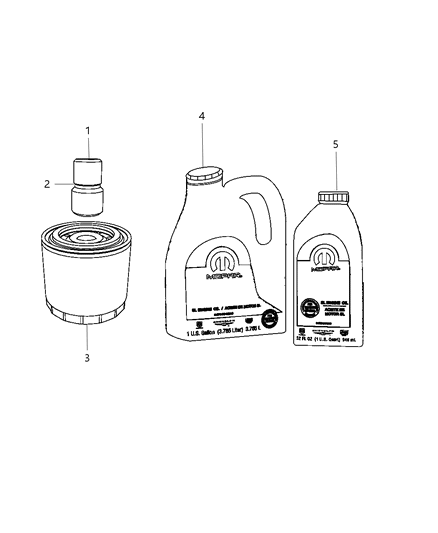 2009 Dodge Ram 1500 Engine Oil , Engine Oil Filter , Adapter And Splash Guard Diagram 1 - Thumbnail