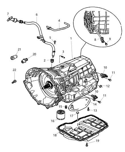 2007 Chrysler Aspen Case & Related Parts of Automatic Transmission Diagram