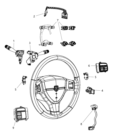 2011 Jeep Compass Switch Horn Diagram for 5057811AD