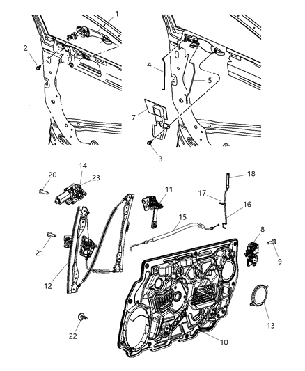 2007 Chrysler Sebring Lock Cable, Front Passenger Side Diagram for 68020574AA