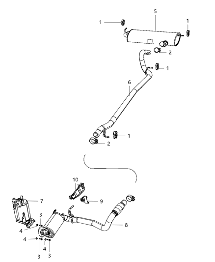 2011 Jeep Wrangler Pipe Exhaust Extension Diagram for 5147036AB