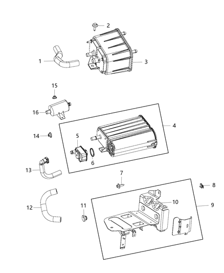 2018 Ram 3500 Pickup Vacuum Canister & Leak Detection Diagram