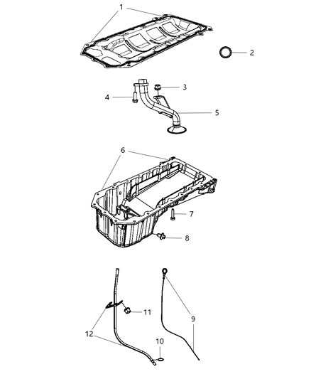 2010 Jeep Commander Engine Oil Pan , Engine Oil Level Indicator And Related Parts Diagram 2 - Thumbnail