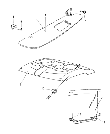1997 Dodge Ram 1500 Sunvisor Diagram for 5FG07SL2