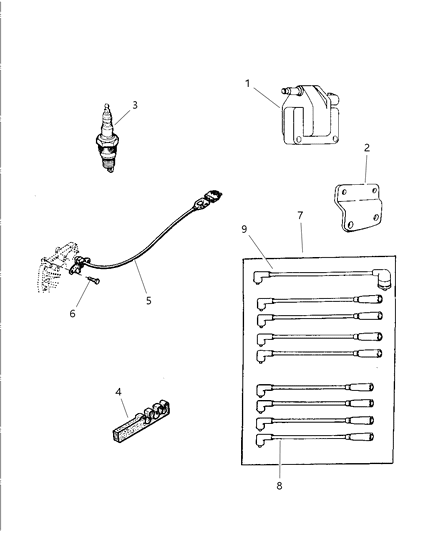 1998 Jeep Grand Cherokee Spark Plugs, Cables & Coils Diagram 1 - Thumbnail