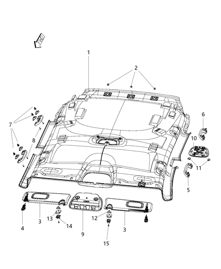 2015 Jeep Cherokee Lamp Dome Assembly Diagram for 5MW35HDAAB