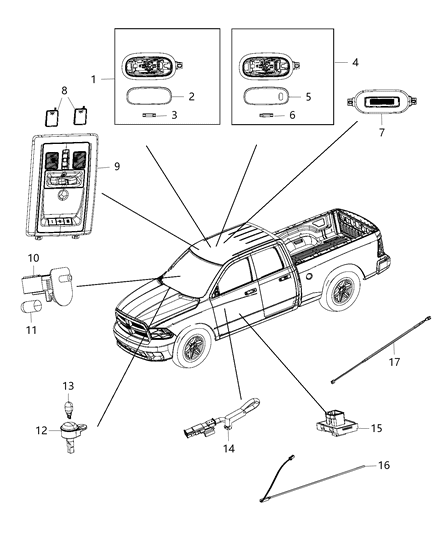 2015 Ram 2500 Lamps, Interior Diagram