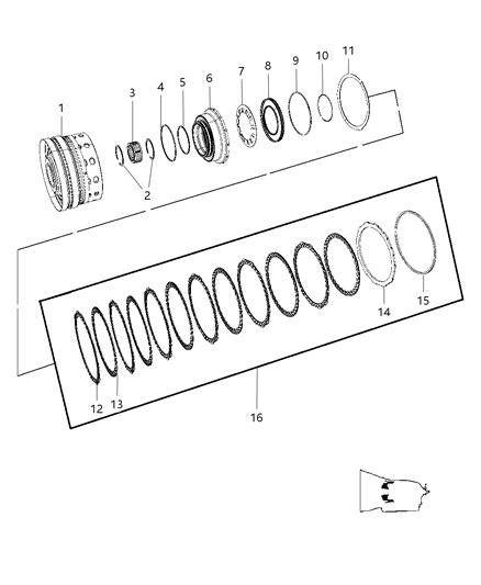 2008 Chrysler 300 Plate Transmission Clutch Reaction Diagram for 52107994AB