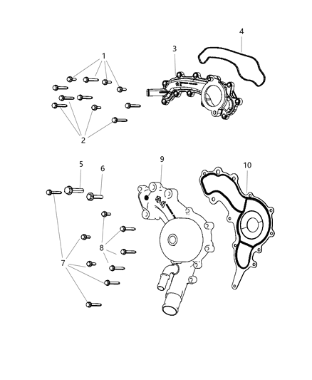 2021 Jeep Grand Cherokee Water Pump & Related Parts Diagram 1 - Thumbnail