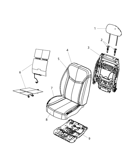 2011 Chrysler 200 Seat Back Pad, Front Passenger Side Diagram for 68102056AA