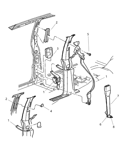 1999 Jeep Grand Cherokee Seat Belt Front Outer Diagram for 5GD60RK5AC