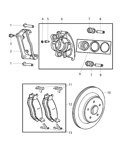 2006 Dodge Ram 1500 Brakes, Rear, Disc Diagram 2 - Thumbnail