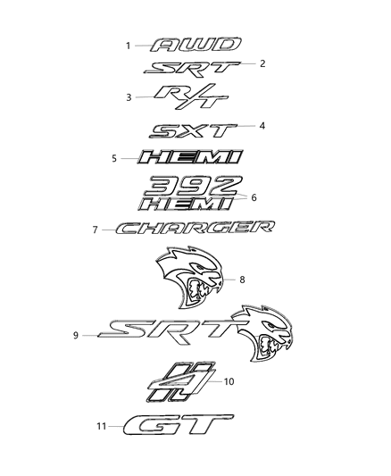 2018 Dodge Charger Nameplate, Rear Diagram for 68216158AB
