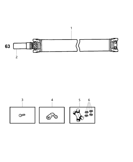 2002 Dodge Ram 3500 Regular Cab Propeller Shaft - Rear Diagram 2 - Thumbnail