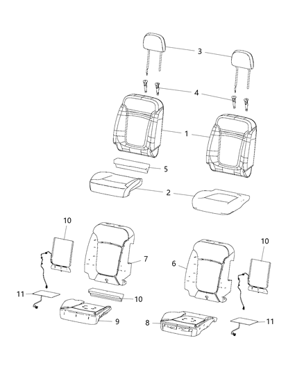 2020 Jeep Renegade Seat Cushion Pad, Front Driver Side Diagram for 68284357AA