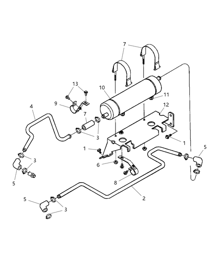 2002 Dodge Ram 2500 Regular Cab Transmission Oil Cooler & Lines Diagram 1 - Thumbnail