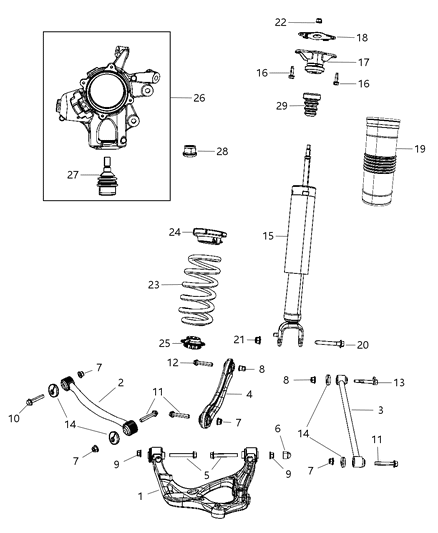 2014 Dodge Durango Shock Absorber Kit Suspension Rear Diagram for 68223791AB