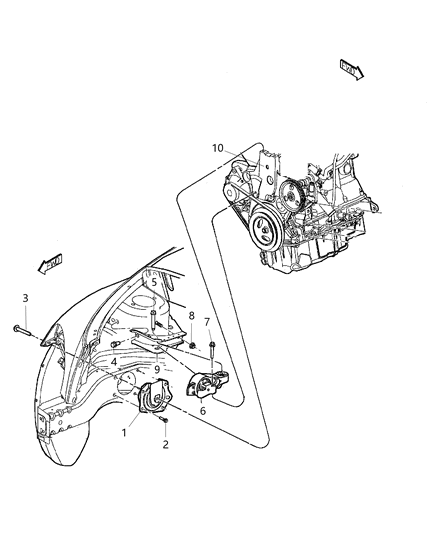 2009 Chrysler PT Cruiser Engine Mounting Diagram 3 - Thumbnail