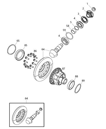 2011 Ram 4500 Differential Assembly of Front Axle; Differential And Drive Line Diagram