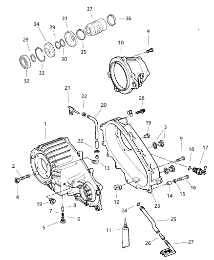 1998 Jeep Grand Cherokee Case , Extensions And Miscellaneous Parts Diagram 1 - Thumbnail