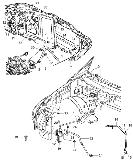 2009 Chrysler Aspen A/C Hoses Diagram for 68033624AA