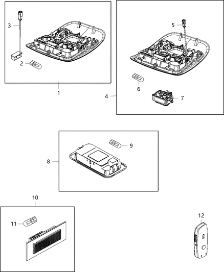 2018 Jeep Renegade Console Overhead, See 008-1100-1115 Diagram for 6RZ41MS7AA