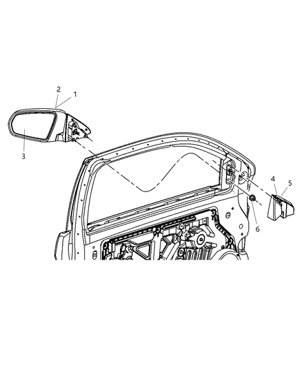 2007 Chrysler Sebring Power Mirror, Passenger Side Diagram for 4389948AA