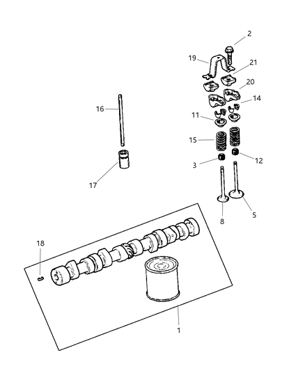 1998 Jeep Wrangler Camshaft & Valves Diagram 1 - Thumbnail