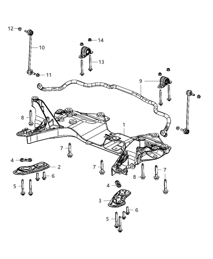 2013 Dodge Dart Stabilizer Link, Front Diagram for 68164037AA