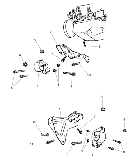 1999 Dodge Durango Engine Mounting, Front Diagram 2 - Thumbnail
