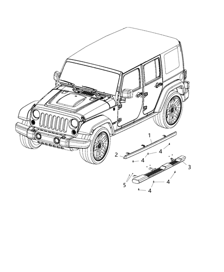 2020 Jeep Wrangler Running Boards And Side Steps of Exterior Ornamentation Diagram