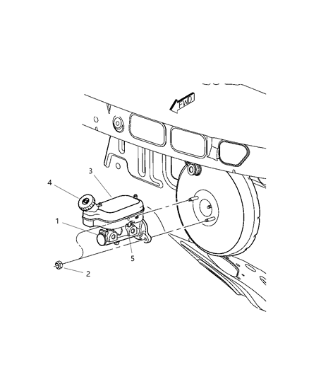 2001 Dodge Grand Caravan Master Cylinder Brake Diagram for V1101565AA
