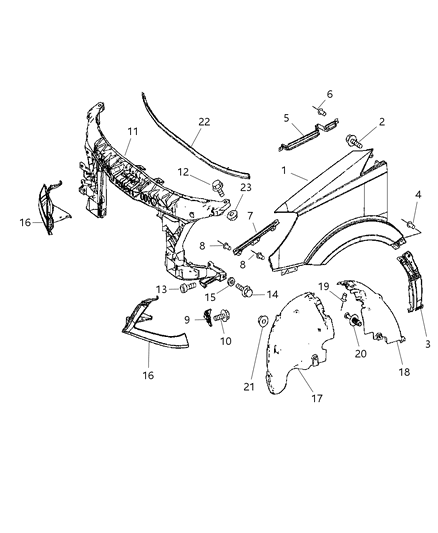 2009 Dodge Sprinter 2500 Fender, Front Outer Passenger Side Diagram for 68009877AA