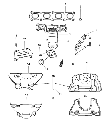 2007 Dodge Caliber Exhaust Manifold Bolt Diagram for 5105616AA