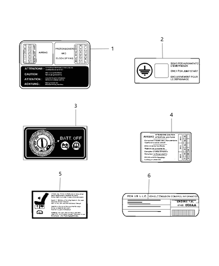 2018 Ram ProMaster 1500 Label Vehicle Emission Control Information Diagram for 68366325AA