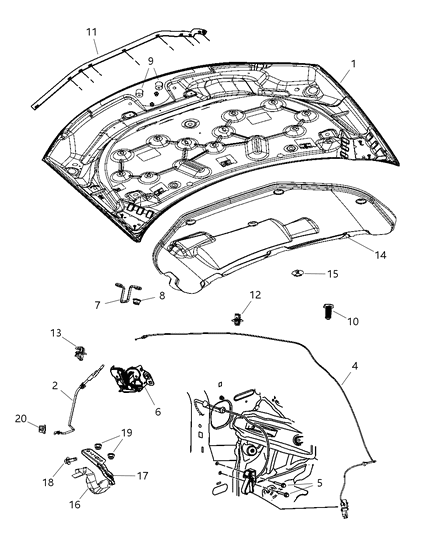 2007 Dodge Avenger Release Cable Screw Diagram for 6504476