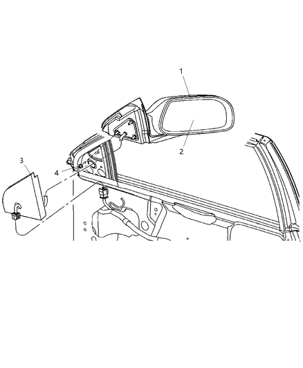 2008 Chrysler Pacifica Mirror Outside, Rearview, Electric, Heated Diagram for 1AA321RHAB