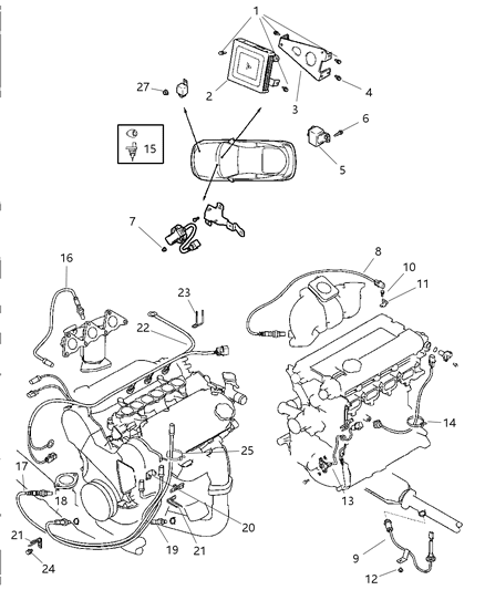 1999 Chrysler Sebring Module Engine Controller Diagram for 4606498AE