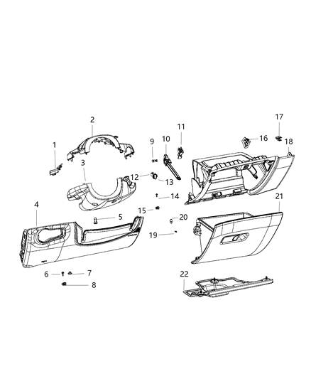 2021 Jeep Compass Instrument Panel, Lower Diagram