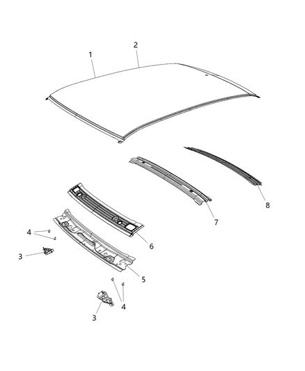 2020 Dodge Challenger Sunvisor Reinforcement, Driver Side Diagram for 68337859AA