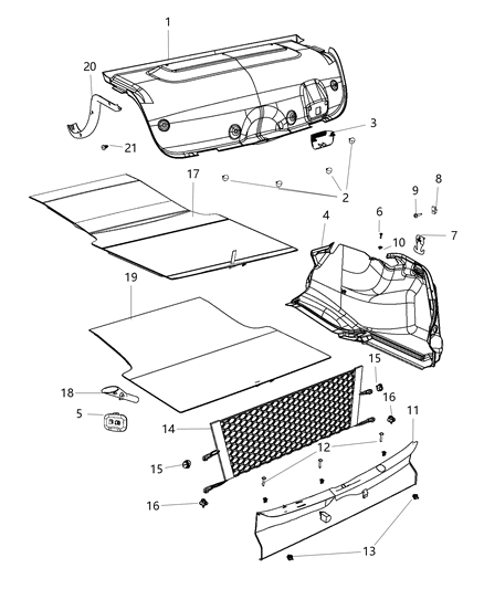 2018 Chrysler 300 Carpet Trunk Full Length Trunk Floor Mat Diagram for 1NG22DX9AB