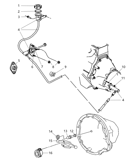 2002 Dodge Ram 2500 Regular Cab Controls, Hydraulic Clutch Diagram