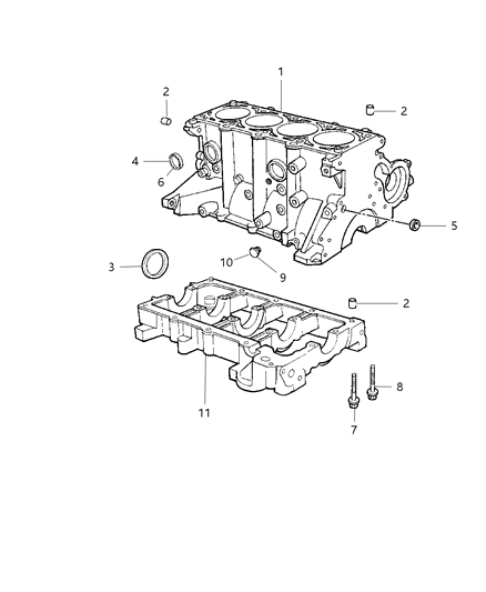 2009 Chrysler PT Cruiser Engine Cylinder Block & Hardware Diagram 2 - Thumbnail