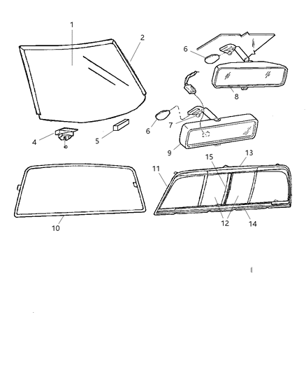 2002 Dodge Ram 2500 Back Glass, Rear Diagram for 55346644AG